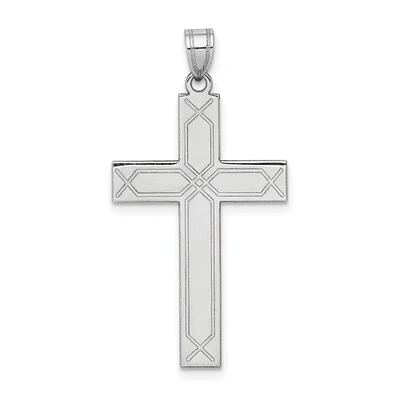 14K White Gold Cross Pendant Charm Jewelry Religious 37mm x 19mm