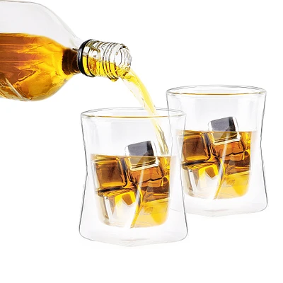 Ozeri Moderna Artisan Series 10 oz Double Wall Whiskey Glasses  Set of 2