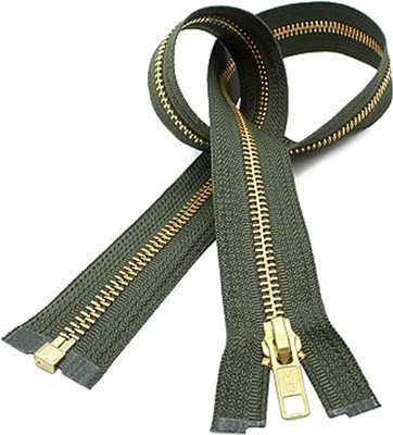 YKK 26" Medium Weight Jacket Zipper YKK #5 Brass ~ Separating ~ 567 Olive Green (1 Zipper/Pack)