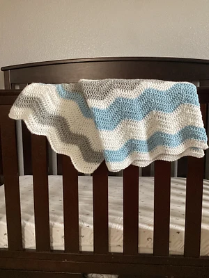 Blue wave baby blanket