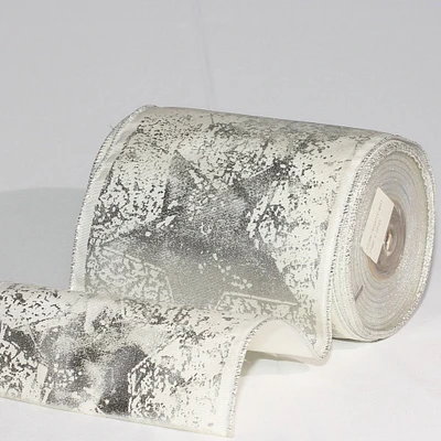 The Ribbon People White and Silver Star Wired Craft Ribbon 6" x 20 Yards