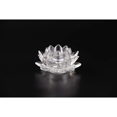 CC Home Furnishings 5.5" Crystal Clear Hand Blown Glass Lotus Tabletop Decoration