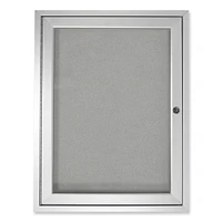 Ghent MFG 1 Door Enclosed Vinyl Bulletin Board with Satin Aluminum Frame, 18 x 24, Silver Surface