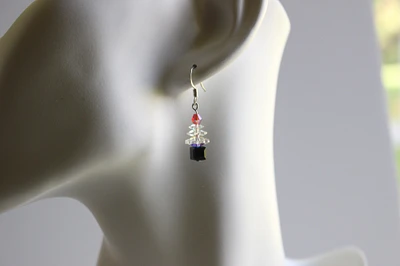 Christmas Tree Crystal Bead Earrings