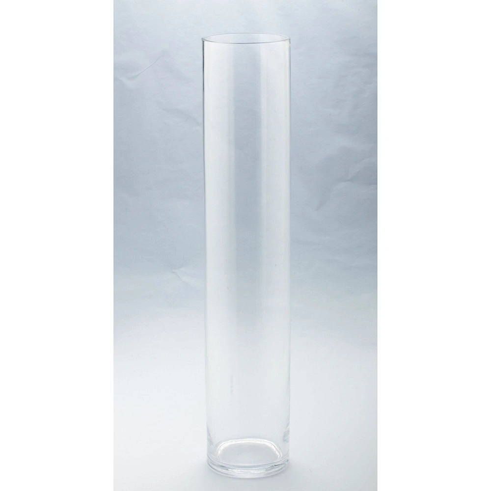 CC Home Furnishings 30" Clear Cylindrical Hand Blown Glass Vase