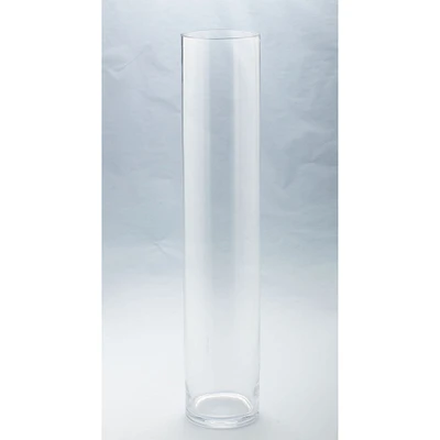 CC Home Furnishings 30" Clear Cylindrical Hand Blown Glass Vase