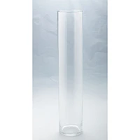 CC Home Furnishings 30" Clear Cylindrical Hand Blown Glass Vase