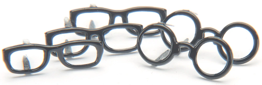 Eyelet Outlet Shape Brads 12/Pkg-Black Glasses