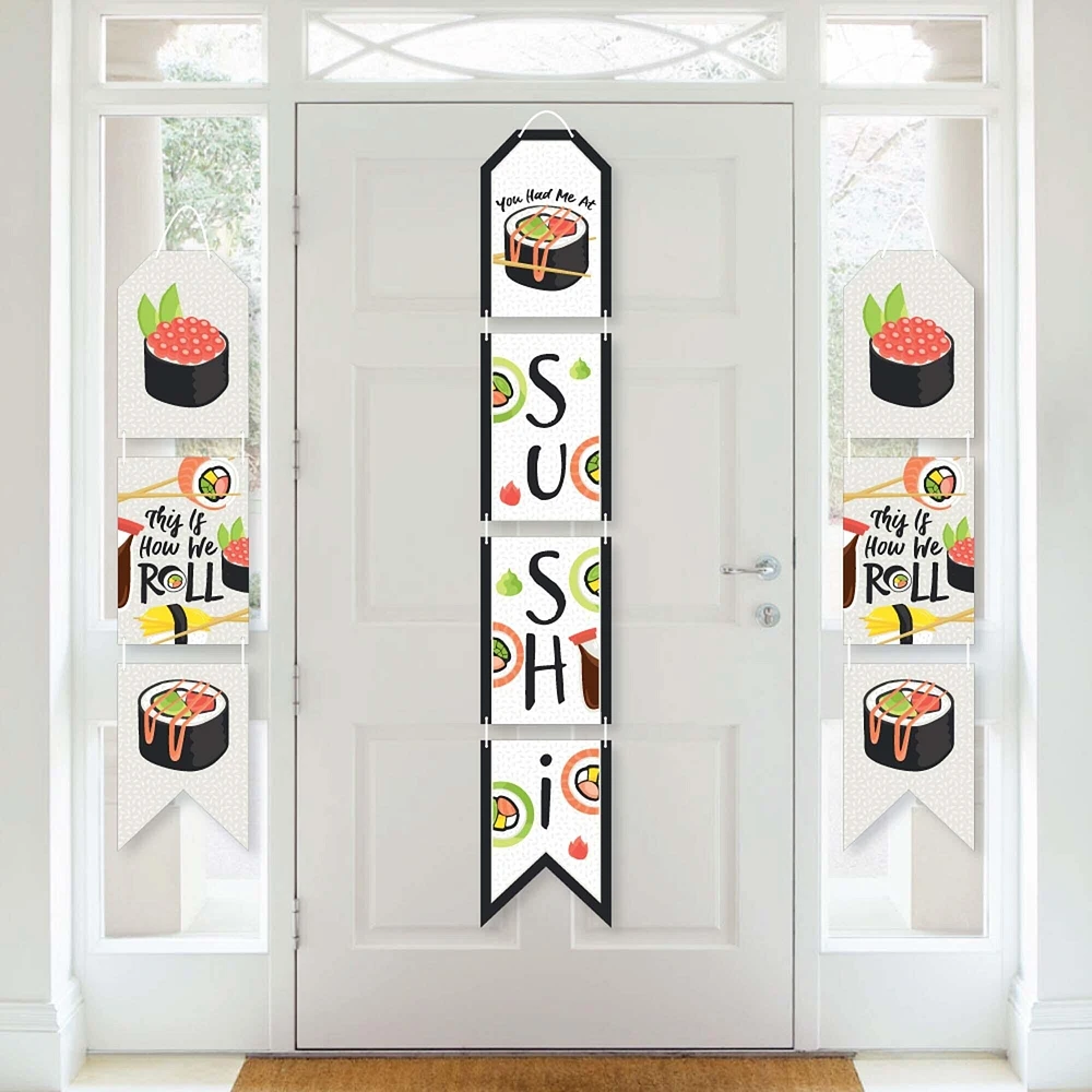 Big Dot of Happiness Let's Roll - Sushi - Hanging Vertical Paper Door Banners - Japanese Party Wall Decoration Kit - Indoor Door Decor