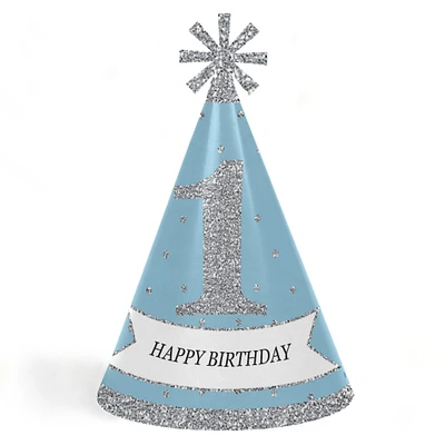 Big Dot of Happiness Onederland - Cone Winter Wonderland Happy Birthday Party Hats for Kids and Adults