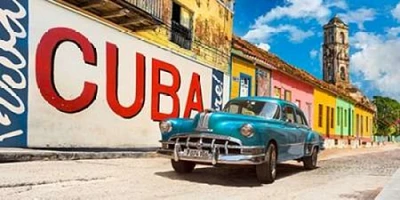 Vintage car and mural- Cuba Poster Print by Pangea Images - Item # VARPDX2AP3718