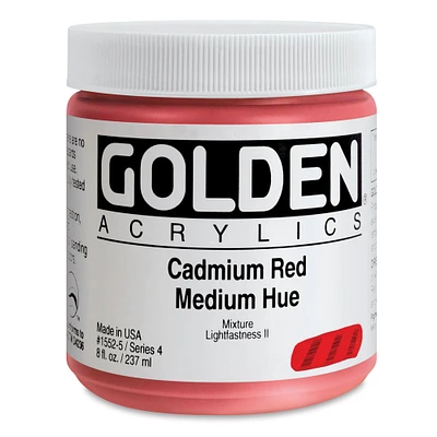 Golden Heavy Body Artist Acrylics - Cadmium Red Medium Hue, 8 oz Jar