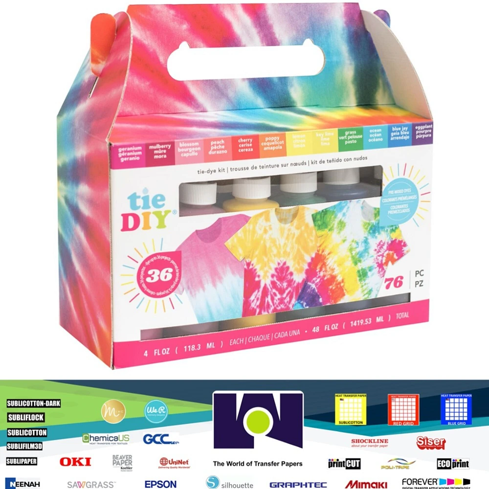 American Crafts Medium Tie Dye Kit 4oz 76/Pkg-12 Assorted Bright Colors 34003377