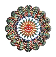 Kaleidoscope Sun Face Stained Glass Wind Spinner