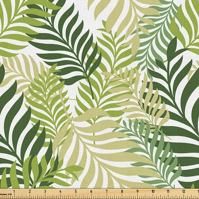 Ambesonne Leaf Fabric by The Yard, Tropic Exotic Palm Tree Leaves Natural Botanical Spring Summer Contemporary Graphic, Decorative Fabric for Upholstery and Home Accents, 1 Yard, Green Ecru