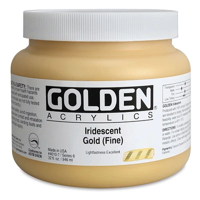 Golden Heavy Body Artist Acrylics - Iridescent Gold (Fine), 32 oz Jar