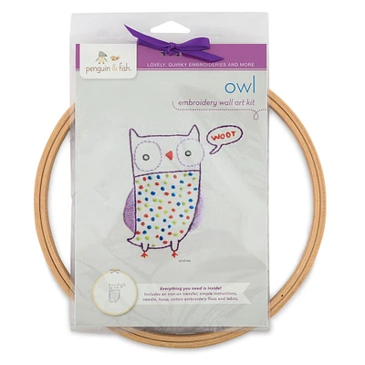 Penguin & Fish Embroidery Wall Art Kit - Owl