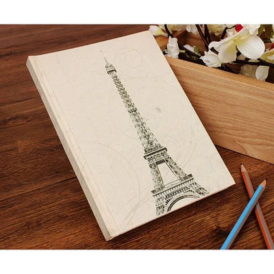 Hardcover Travel Unlined Diary Journal Record Book with Printed Eiffel Tower
