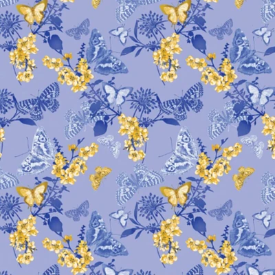 Maison de Fleurs~Butterfly Belle/Blue by Benartex Cotton Fabric BTY
