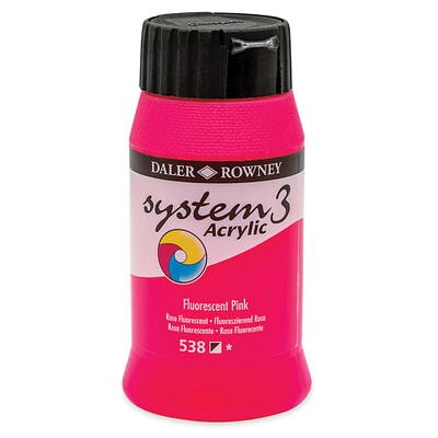 Daler-Rowney System3 Acrylic - Fluorescent Pink, 500 ml bottle