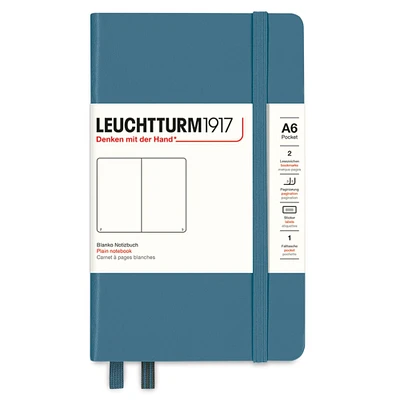 Leuchtturm1917 Blank Hardcover Notebook - Stone Blue, 3-1/2" x 6"
