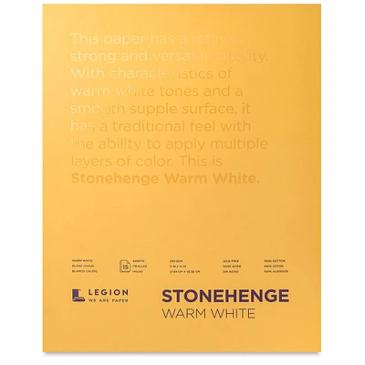 Legion Stonehenge Drawing Paper Pad - 11" x 14", Warm White, 15 Sheets