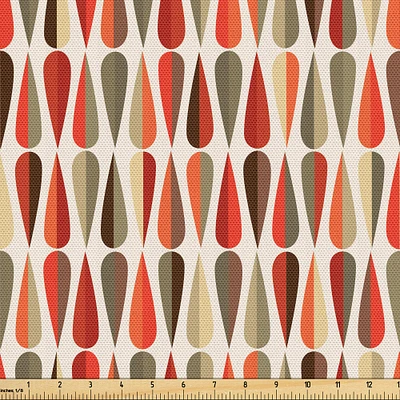 Ambesonne Retro Fabric by The Yard Sixties and Seventies Style Geometric Round Shaped Repeated Symmetric Design Fabric for Water Resistant for Outdoor Furnishing & Indoor Projects 1 Yard Orange Cream