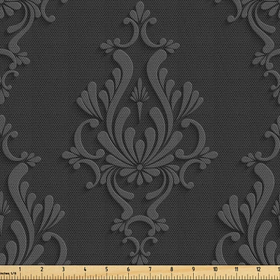 Ambesonne Dark Grey Fabric by The Yard Antique Damask Pattern in 3D Style Classic Retro Floral Design Decorative Fabric for Quilts Headboard Upholstery Fabric Storage Baskets 10 Yards Grey Charcoal