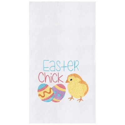 Easter Chick Embroidered Flour Sack Kitchen Towel Dishtowel