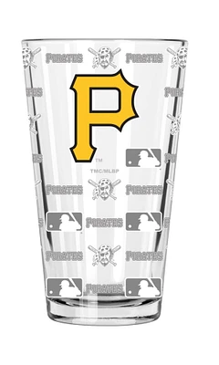 The Memory Company 5.75" Clear and Yellow MLB Pittsburgh Pirates Sandblasted Pint Glass 16 oz.