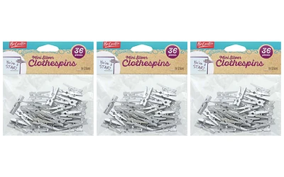 Leisure Arts Bundle Clothespin Wood 1in Slvr 108pc
