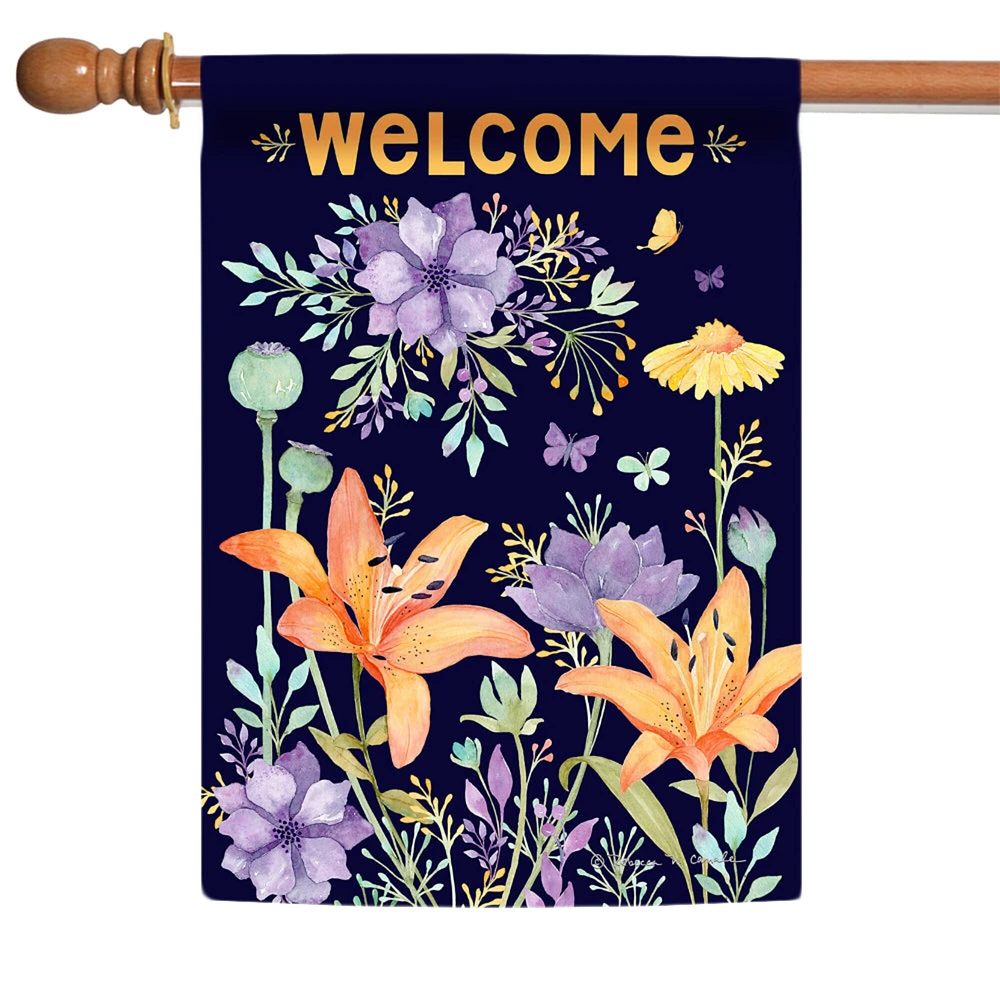 Welcome Lilies Decorative Spring Double Sided Flag