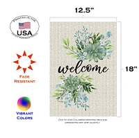 Burlap Welcome Flower Decorative Spring Double Sided Flag