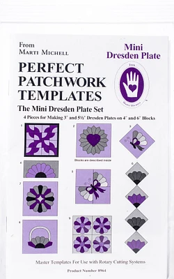 Marti Michell Perfect Patchwork Template-Mini Dresden Plate 4/Pkg