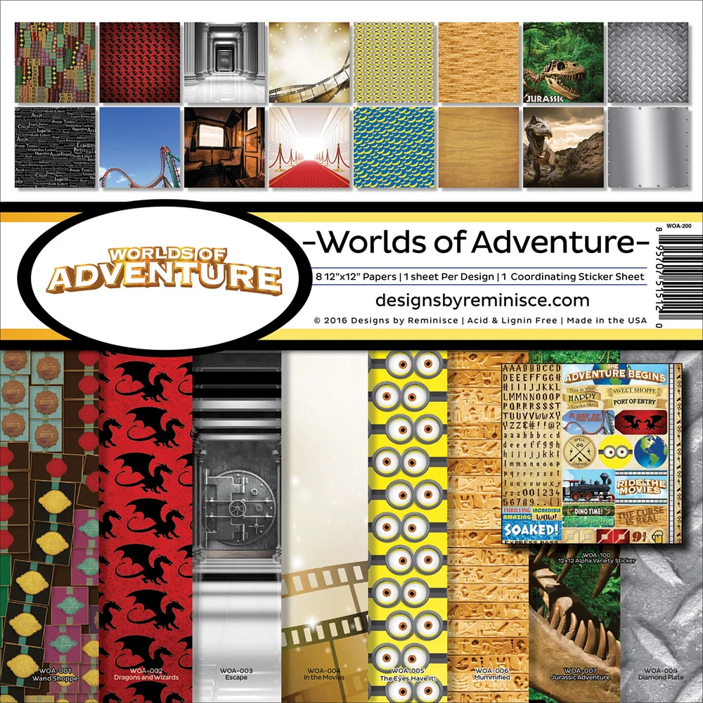 Reminisce Collection Kit 12"X12"-Worlds Of Adventure