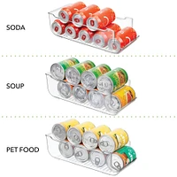 mDesign Pop/Soda Can Storage Dispenser Bin for Fridge, Pantry, 2 Pack - Clear