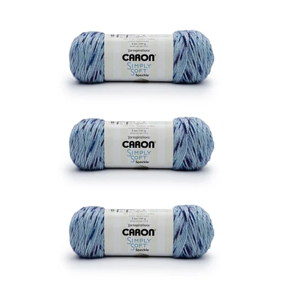 Caron Simply Soft Galaxy Speckle Yarn - 3 Pack of 141g/5oz - Acrylic - 4 Medium (Worsted) - 235 Yards - Knitting/Crochet