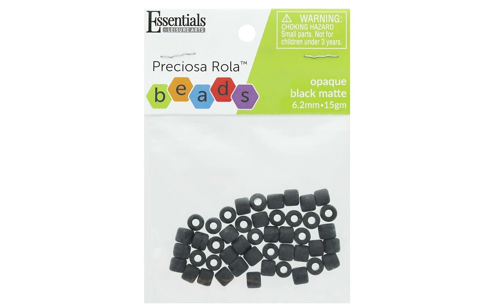 Essentials By Leisure Arts Arts Czech Rola Bead 6.2mm 15gm Op Black Matte