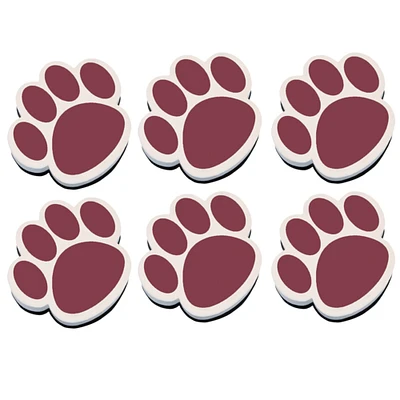 Magnetic Whiteboard Eraser, Maroon Paw,Pack Of 6