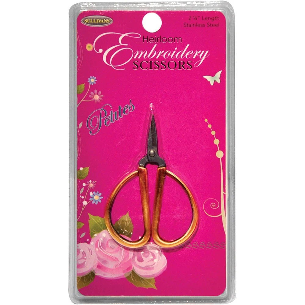 Sullivans Heirloom Petites Embroidery Scissors 2.25"-Gold