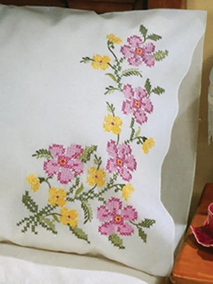 Tobin Stamped For Embroidery Pillowcase Pair 20"X30"-Fragrant Floral