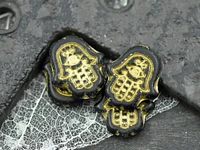 *4* 15x14mm Bronze Washed Matte Black Hamsa Hand Beads