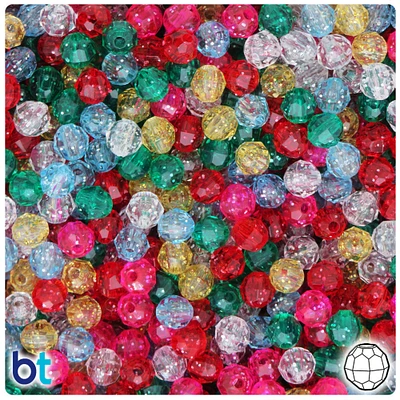 BeadTin Classic Sparkle Mix 6mm Faceted Round Plastic Craft Beads (600pcs)