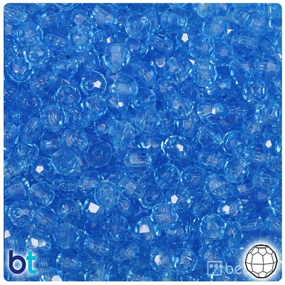 BeadTin Light Sapphire Transparent 6mm Faceted Round Plastic Craft Beads (600pcs)