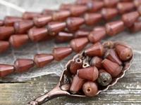 *15* 6x8mm Terra Cotta Silk Picasso Vertical Teardrop Beads