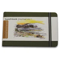 Handbook Journal Co. Artist Canvas Cover Travel Notebook for Drawing and Sketching, Cadmium Green, Large Landscape 5.5 x 8.25 Inches, 130 GSM Paper, Hardcover w/ Pocket