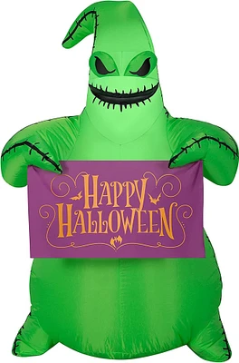 3.5' Gemmy Airblown Nightmare Before Christmas Oogie Boogie Holding Banner 227460