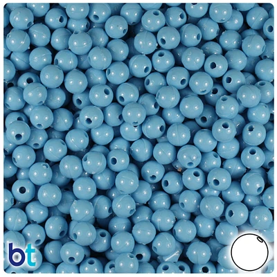BeadTin Baby Blue Opaque 6mm Round Plastic Craft Beads (500pcs)