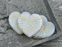 *4* 22mm Golden Bronze Washed White Opal Heart Beads