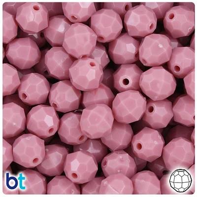 BeadTin Mauve Opaque 12mm Faceted Round Plastic Craft Beads (180pcs)